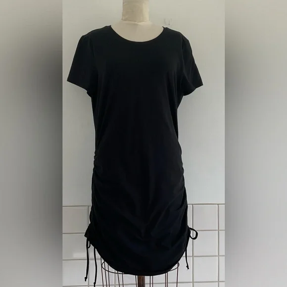 PINK Black Little Black T-Shirt Dress w/Adjustable Ruched Sides. XL NWT - Picture 1 of 11